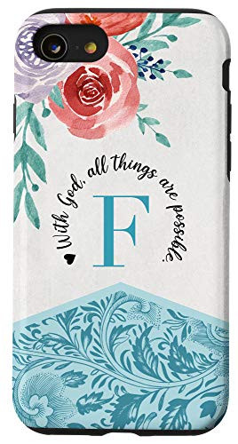iPhone SE (2020) / 7 / 8 Watercolor Floral Initial Letter F Monogram Christian Gift Case