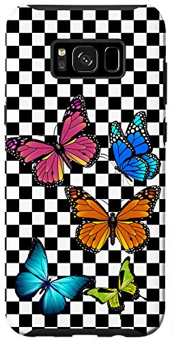 Galaxy S8Plus Black and White Checkered Butterfly Checkerboard Pattern Case