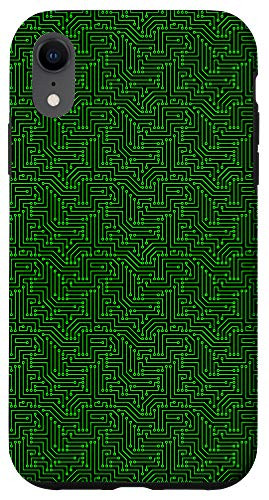 iPhone XR Drawn Green Electronic Circuit Board Delicate Pattern Design Case