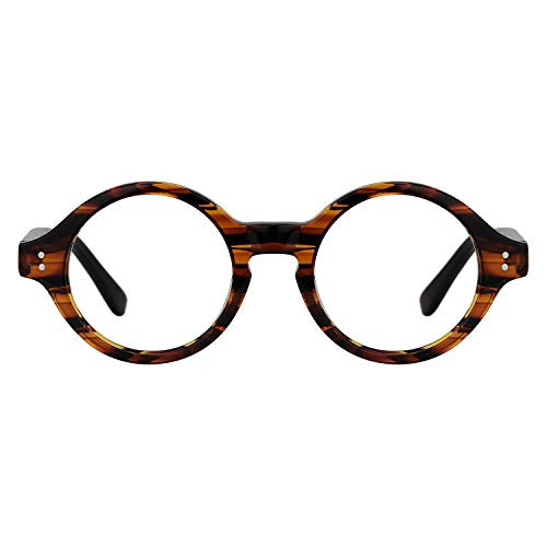 Zeelool Unisex Retro Acetate Round Eyeglasses Frame with Clear Lens Giggs FA0249-01 Tortoise