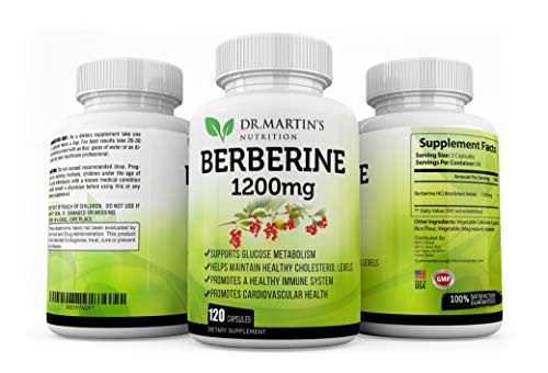 Potent 1200mg Berberine Supplement - 120 Capsules - Berberine HCL Supplement for Healthy Blood Sugar  and  Insulin Support - Boost Immune System - Cardiovascular Support  and  Glucose Metabolism