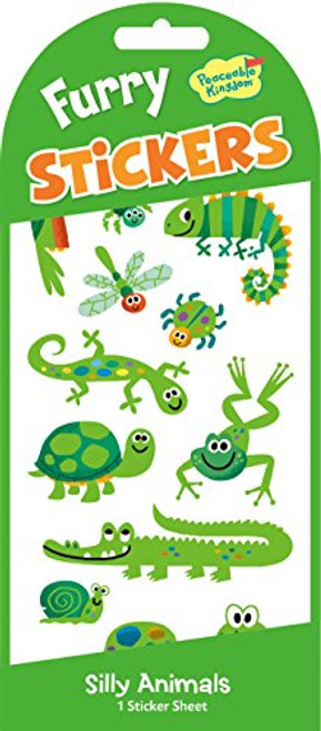 Peaceable Kingdom Furry Sticker Pack Green Animals Fuzzy Stickers