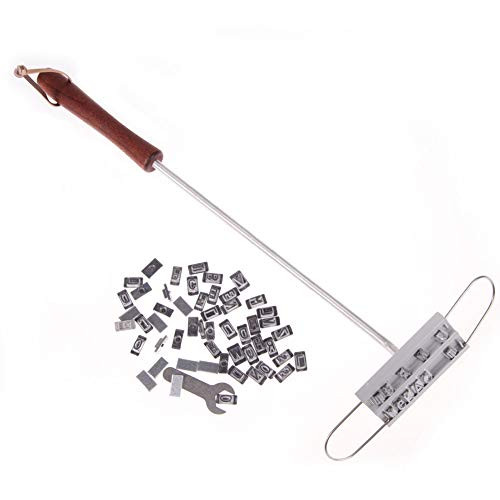 YERZ BBQ Meat Branding Iron with Changeable Letters and a Handy Draw, Barbecue Accessories, Great for Branding Steaks Burgers Chicken
