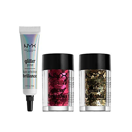 NYX PROFESSIONAL MAKEUP Glitter Kit - Star and Heart Shaped Glitter For Face and Body Plus Glitter Primer