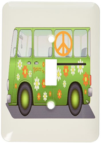 3dRose LLC lsp_100437_1 1960s Hippie Van with Peace Sign N Message Single Toggle Switch