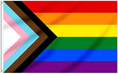 Disheen Progress Pride Flag 3X5 Feet Outdoor, LGBT Rainbow Flags Banner, Bi Bisexual Lesbian Transgender Gay Pride LGBTQ Flag Disheen Progress Pride Flag 3X5 Feet Outdoor, LGBT Rainbow Flags Banner, Bi Bisexual Lesbian Transgender Gay Pride LGBTQ Flag