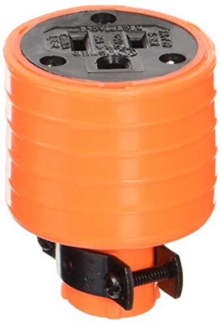 GE 18190 Grounding Heavy Duty Connector with Metal Cord Clamp, Orange