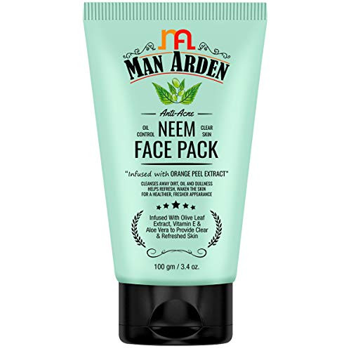 Man Arden Anti Acne Neem Face Pack - For Oil Control And Clear Skin - Infused With Olive Extract, Vitamin E And Aloe Vera, 100g