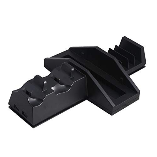 PS4 Stand Cooling Fan Multi-function Dock Compatible with PS4/PS4 Pro Vertical Stand Cooler Console Charging Station for Game Controller