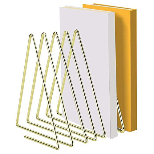 Gaetooely File Folder Rack Magazine Holder, Elastic 7 Sections Triple-cornered Wire Book Organizer Stand for Desk,Gold