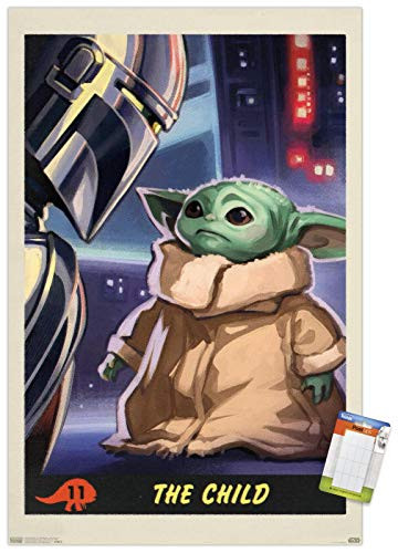 Trends International Star Wars: The Mandalorian - Child Number 11 Wall Poster, 14.725" x 22.375", Premium Poster  and  Mount Bundle