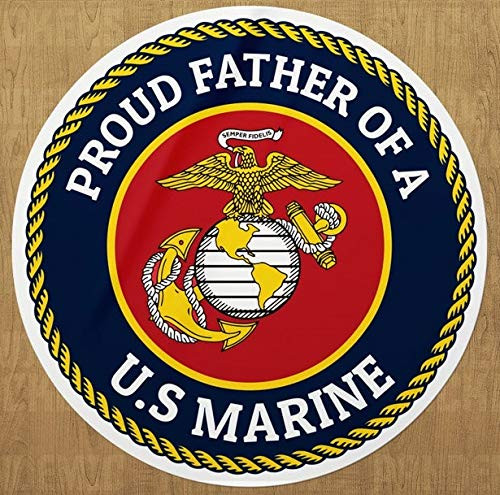 Sticker Proud Father Decal for Car Truck Bumper Laptop Vinyl Military U.S Marine Veteran (5.5 inch)