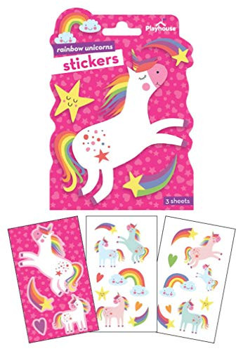 Playhouse Rainbow Unicorn Shaped Pack of Three Sticker Sheets