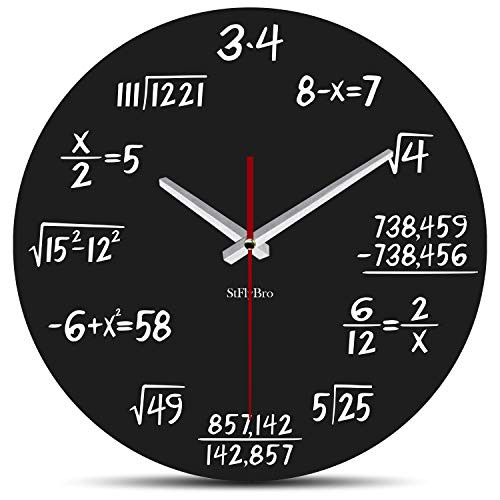 StFlyBro No Ticking Math Wall Clock Solution of Equation is Equal to Time Unique Wall Clock Mathematics Teacher Gift