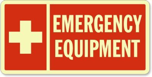 SmartSign Emergency Equipment Label - 7" x 14" Glow-in-The-Dark Laminated Vinyl