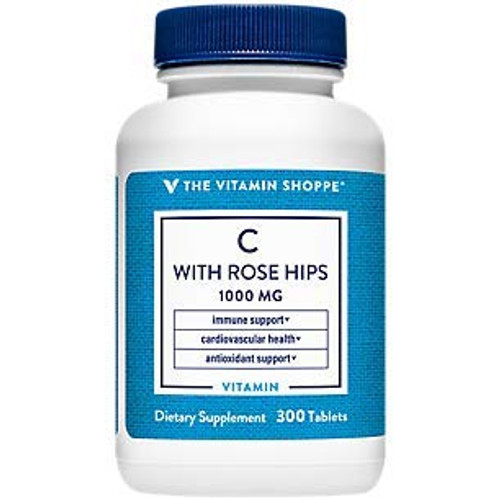 The Vitamin Shoppe Vitamin C 1,000MG with Rose Hips, Antioxidant That Supports Immune and Cardiovascular Health, Rose Hips Provide A Natural Source of Vitamin C (300 Tablets)