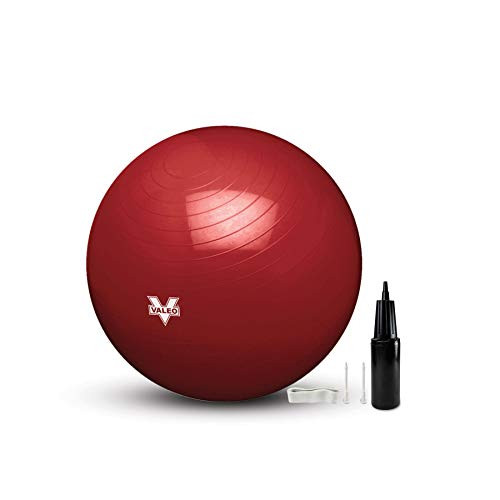 Valeo Exercise Body Ball - Professional Grade Anti-Burst Fitness, Balance Ball for Pilates, Yoga, Stability Workout  and  Training Physical Therapy, 75CM/30IN, RED Valeo Exercise Body Ball - Professional Grade Anti-Burst Fitness, Balance Ball for Pilates, Yoga, Stability Workout  and  Training Physical Therapy, 75CM/30IN, RED