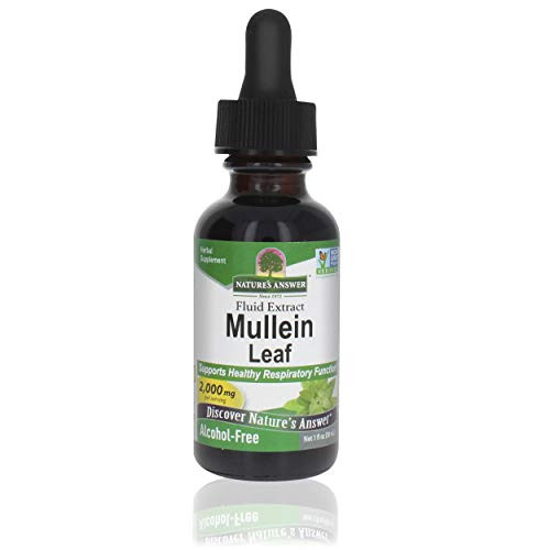 Nature's Answer Mullein Leaf - Herbal Supplement - Supports Healthy Respiratory Function  and  Healthy Mucous Membranes - Non-GMO  and  Kosher - Gluten-Free  and  Alcohol-Free 1oz (2 Pack)