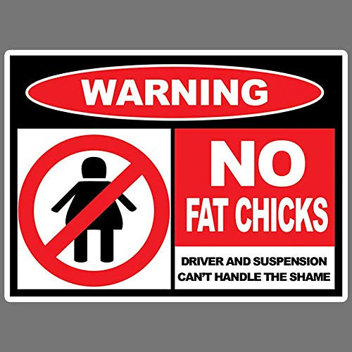 Warning No Fat Chicks Funny Vinyl Sticker Car Truck Window Decal Ford Chevy JDM (3" ? 2.25")