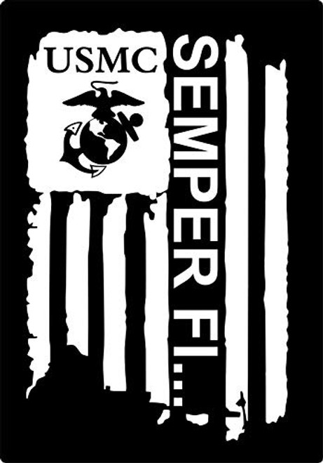 Distressed Flag USMC Semper FI Marine Corps Vinyl Decal Sticker Car Truck Window (Black) Distressed Flag USMC Semper FI Marine Corps Vinyl Decal Sticker Car Truck Window (Black)