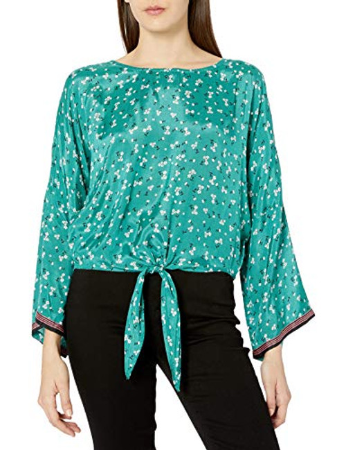 Billabong Women's Back Round Printed Blouse, Emerald Bay, S