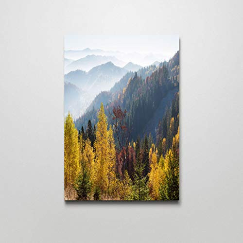 Autumn Landscape Forest Canvas Print Wall Art For Bedroom,Living Room Autumn Landscape With Forest On The Slopes Canvas Wall Art Wall Decor Home Decor 12x16 In