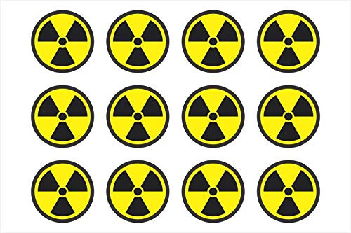 12pc Radiation Radioactive Nuclear Symbol 1 Inch Sticker for Car Decal Truck Window Laptop Auto Vinyl Motorcycle Helmet