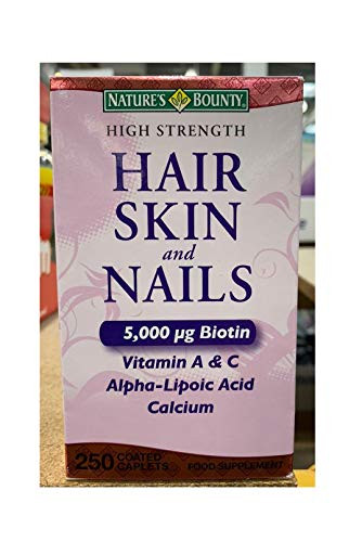 Natures Bounty Optimal Solutions Hair Skin and Nails Argan Oil Infused 5000mcg of Biotin, 250 Softgels