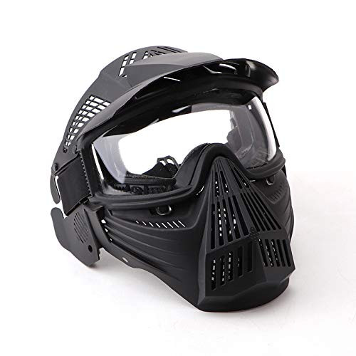 NINAT Paintball Mask Tactical Masks Full Face with Clearlens Lens Goggles Eye Protection for Halloween CS Survival Games Shooting Cosplay Mask Paintball Black
