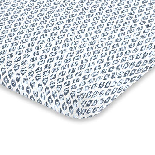 NoJo Indigo Hues Geometric Pattern 100% Cotton Fitted Crib Sheet, Blue/White
