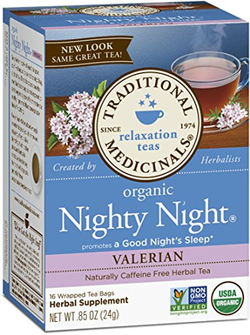 Traditional Medicinals Organic Nighty Night Valerian Relaxtion Tea, 16 Tea Bags (Pack of 1) Traditional Medicinals Organic Nighty Night Valerian Relaxtion Tea, 16 Tea Bags (Pack of 1)