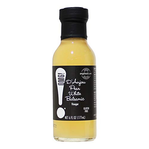 OMG Oils: D'Anjou Pear White Balsamic Vinegar (Perfect for Dipping, Marinades, Glazing and Topping), 177ml/6oz