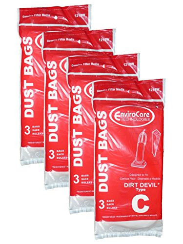 EnviroCare Replacement Vacuum Bags for Royal Dirt Devil Type C Upright Vacuums 12 Bags