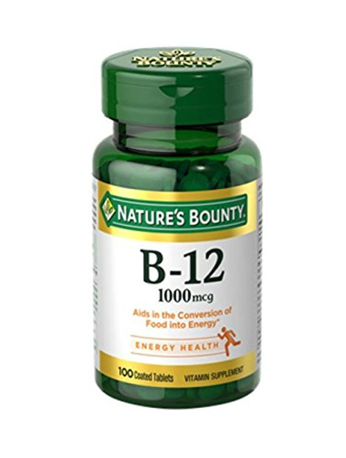 Nature's Bounty Natural Vitamin B12, 1000mcg, 100 Tablets (Pack of 2)