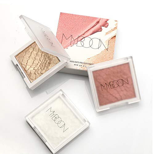 1 PC Cheek Blusher Shimmer Pearly Highlighter Pressed Powder, Shimmer Glow Metallic Highlighter Powder-Blusher Bronzer Highlighter Powde (White)