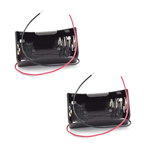 SDTC Tech 2-Pack 1 Slot D Cell Battery Holder 1.5V D Size Battery Case Box with Wire Leads