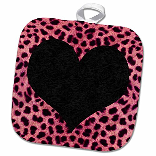 3D Rose White and Black Polka Dot Print Pot Holder 8" x 8"