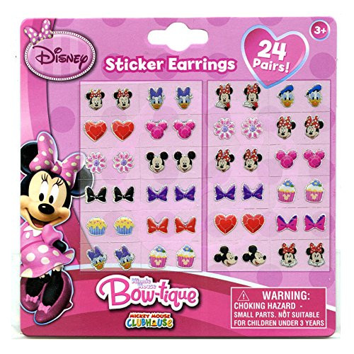 Disney Minnie Mouse Bow-tique Kids 24-pair Sticker Earrings (Pack of 3)