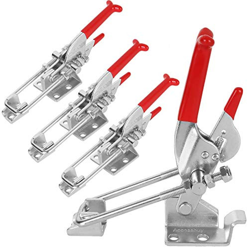 4 Pcs Adjustable Toggle Clamp GH-431 Toggle Latch Hasp Clamp 770lbs Holding Capacity U Bolt Self-lock Toggle Latch Quick Release Tool for Smoker Lid, Door, Trunk, Jigs