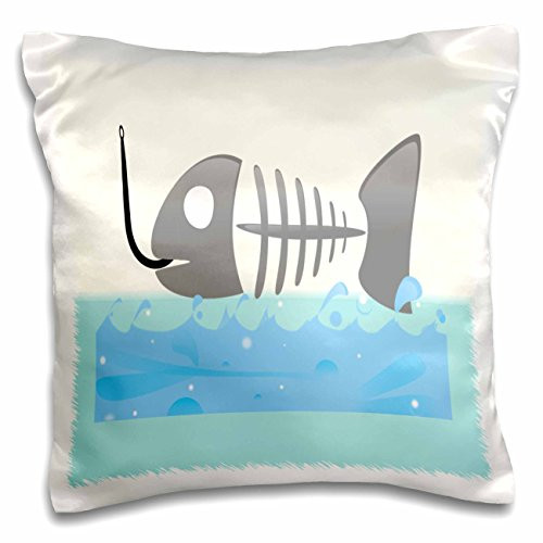 3dRose pc_212860_1 Print of Palm Tree Beach Chair and Umbrella on Turquoise - Pillow Case, 16 by 16"