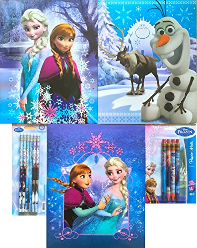 Disney Frozen Anna and Elsa with Olaf Paper Folders with Disney Frozen Pencils and Paper Mate Mechanical Pencils Back to School Supplies Gift Set