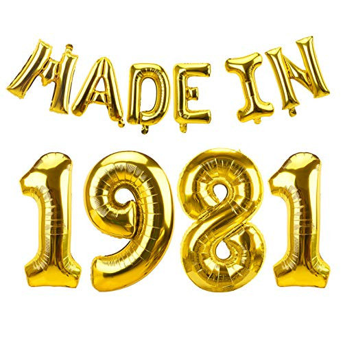 Luxiocio Made in 1981 Balloons 40th Birthday Party Decorations - Happy 40th Birthday Balloons Banner Supplies for Him and Her - Gold Happy Forty Years Old Birthday Party Photo Backdrops Decor Luxiocio Made in 1981 Balloons 40th Birthday Party Decorations - Happy 40th Birthday Balloons Banner Supplies for Him and Her - Gold Happy Forty Years Old Birthday Party Photo Backdrops Decor