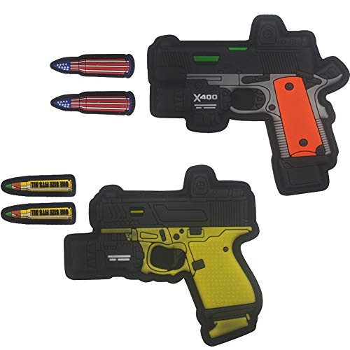 Mini Gun Bullet PVC Rubber Patch 3D Fastener Hook and Loop Backing Tactical Military Morale Patches Badges (Multi Color)