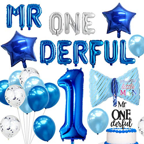 Mr Onederful Birthday Decorations Blue for Boy Mr Wonderful Theme Dapper Little Man Bow Tie Newborn 1st Birthday Balloons Cake Topper Supplies Mr Onederful Birthday Decorations Blue for Boy Mr Wonderful Theme Dapper Little Man Bow Tie Newborn 1st Birthday Balloons Cake Topper Supplies