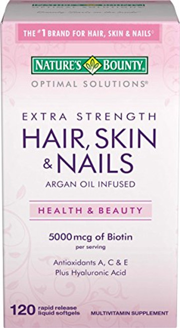 Nature's Bounty® Optimal Solutions Hair, Skin and Nails Extra Strength 5000 mcg, 120 Softgels Nature's Bounty® Optimal Solutions Hair, Skin and Nails Extra Strength 5000 mcg, 120 Softgels