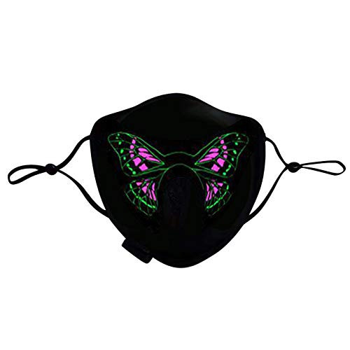 ?US Stock?LED Voice-Activated Luminous Face_Mask for Adult, Glow in The Dark Face_Mask, Masquerade Christmas Festival Party Rechargeable, Light Up Sound Control Colorful Waterproof Bandanas