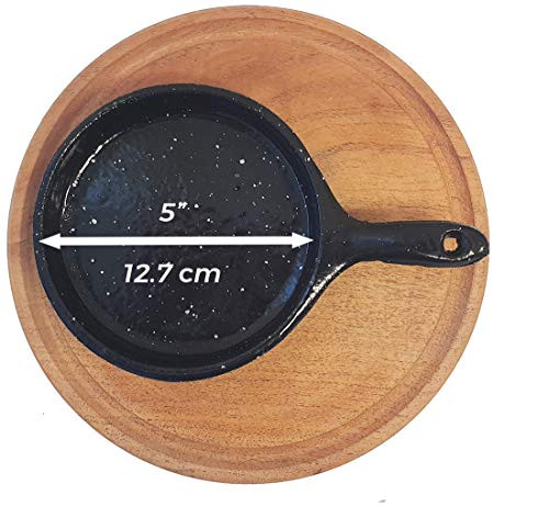 PROVOLETERA - Provolone / Provoleta Melted Cheese Pan. Enameled Cast Iron. Comes With an Algarrobo Wood Base. Hand-made in Argentina. 5" Diameter. PROVOLETERA - Provolone / Provoleta Melted Cheese Pan. Enameled Cast Iron. Comes With an Algarrobo Wood Base. Hand-made in Argentina. 5" Diameter.
