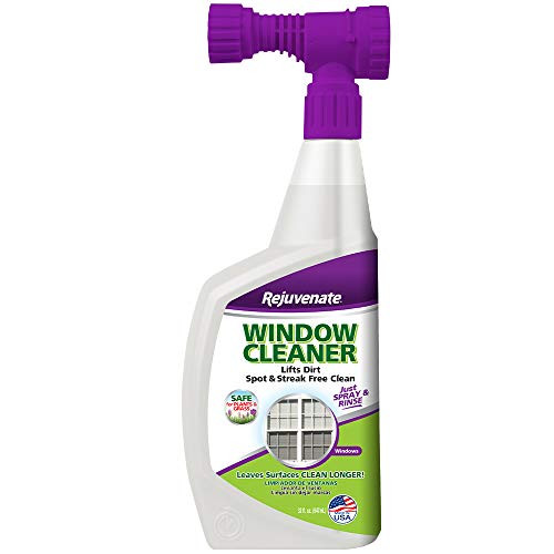 Rejuvenate High Performance Outdoor Window Spray and Rinse Cleaner with Hose End Adapter Instantly Removes Grime and Dirt Streak-Free Shine (32 oz)