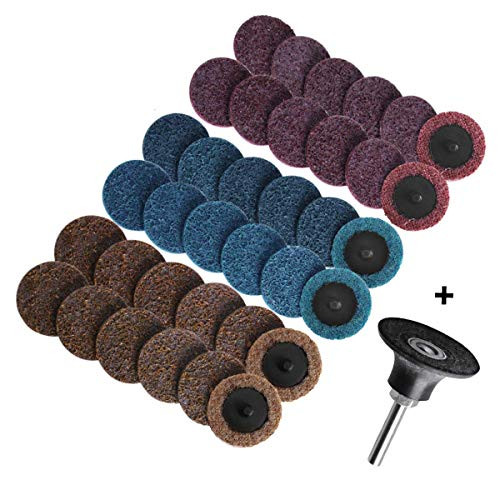 Yofuly 36PCS Sanding Discs Set, 2-Inch Roloc Quick Change Discs with 1/4 inch Holder, Surface Conditioning Discs for Die Grinder Surface Prep Strip Grind Polish Burr Finish Rust Paint Removal