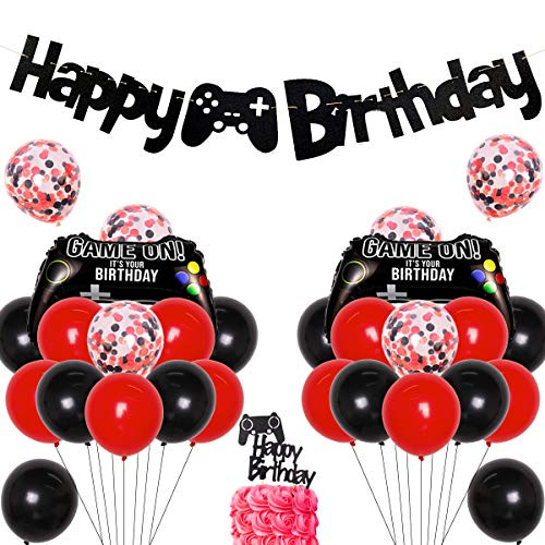Video Game Birthday Decoration for Boys Red Black Video Game Gaming Theme Party Supplies Balloons Game on Happy Birthday Banner Cake Topper Game Controller Balloon Video Game Birthday Decoration for Boys Red Black Video Game Gaming Theme Party Supplies Balloons Game on Happy Birthday Banner Cake Topper Game Controller Balloon